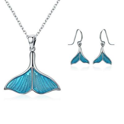 China Women Fashion 925 Sterling Silver Jewelry Sets Ocean Sea Whale's Tail Style for sale