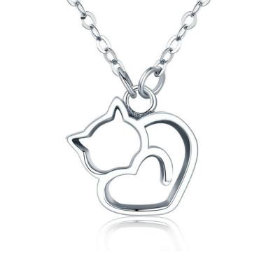 China Superficie lisa del collar del gato de la plata esterlina S925 del collar pendiente de la clavícula en venta