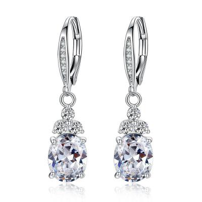 China Blue Crystal Fashion CZ Cubic Zirconia Jewelry Drop Earrings Anti Allergic for sale