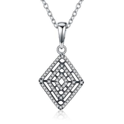 China Sterling Silver Pendant Necklace Genuine Geometric Lines Necklace for sale