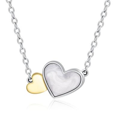 China Birthday Family Love Use Sterling Silver Pendant Necklace Heart Silver Necklace With 14k And Mother Of Pearl for sale