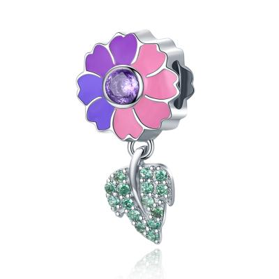 China 925  Sterling Silver Pendants  Enamel Flower Tree Leaves With Cubic Zirconia Material for sale