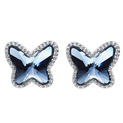 China Luxury 925 Sterling Silver Earrings Classic Style With Blue Crystals for sale