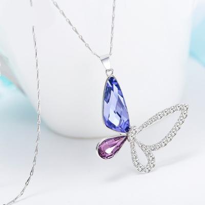 China Blue Purple Butterfly  S925 Sterling Silver Jewelry For Women Birthday for sale