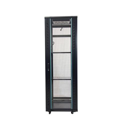 China SPCC Cold Rolled Steel Black Rack 42U Network Rack Cabinet Direct Selling 19 Inch 19 Inch Tempered Glass Door, ISO9001 ISO9001:2000 2000mm for sale