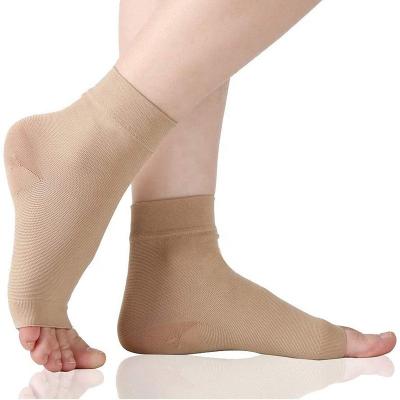 China Open Toe Compression Socks For Swelling Fasciitis Arch Support Compression Sleeve Beige Ankle Heel Teeth Sprained Arch Support for sale