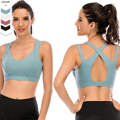 China Wholesales Breathable Ladies Active Wear Tops Women Sports Bra Sportswear Yoga Sportswear Cross Cross Tight Stretchy Fitness Bra Tops for sale