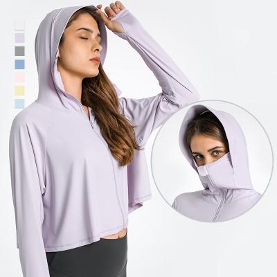 China Women's Hoodie Zipper Shirts Sun Proof Long Sleeve Sun Hoodie Long Sleeve Lightweight Anti UV Summer Fitness Clothing Zipper Shirts for sale