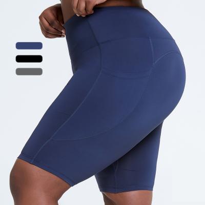 China Wholesale Breathable Plus Size 4XL Biker Shorts Side Casual Pockets High Waisted Biker Shorts Workout Gaiters Lulu Women Shorts for sale