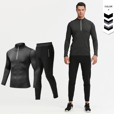 China Breathable High Quality Men Training Sport Wear Long Sleeves Active Wear Sweat-wicking Men Running Workout Set Men for sale