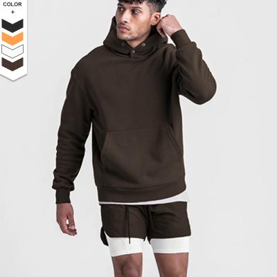 China Plus Size Sports Fitness Men's Thick Hoodie Breathable Sheared Loose Solid Color Plus Size Men Sport Hoodies for sale