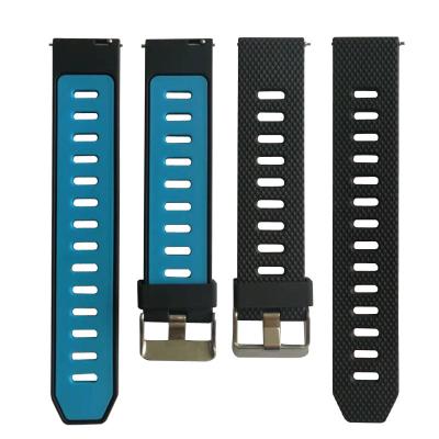 China New Design OEM 20mm Dual Color Watch Bands Silicone Rubber Band Rubber Soft RTS Wrist Strap for sale