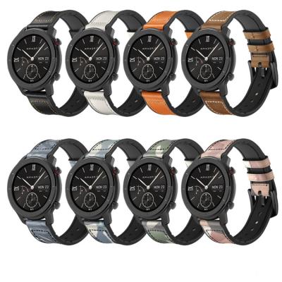 China Adjustable Most Popular Genuine Leather With Silicone Camouflage Leather Watch Strap for sale