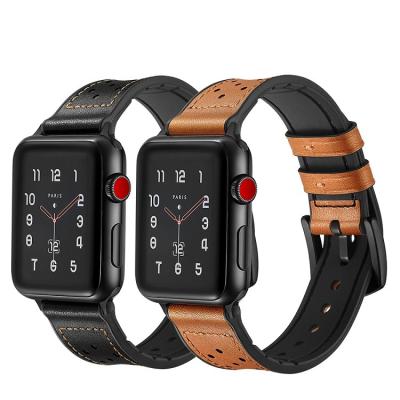 China Factory Wholesale Adjustable 22mm Watch Strap Rubber Genuine Leather Watch Band for sale