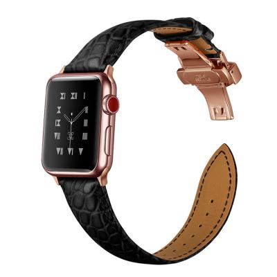 China Hot Selling Adjustable And High Quality Genuine Leather Watch Band Crocodile Leather Strap for sale