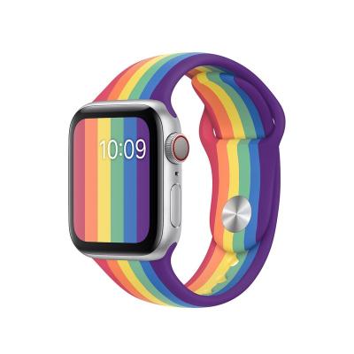 China Factory price soft rubber band china manufacture bands straps rainbow color for apple watch silicone strap for sale