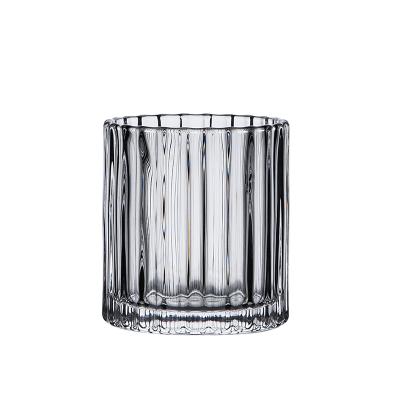 China Lead Free Japan Style Vertical Glass Wine Glass Made Striped Christmas Glass Cup for sale