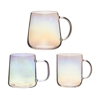 China Christmas Minimalist Colorful Glass Lead Free Glass Cup Handle Juice Cup Handmade Coffee Mug for sale