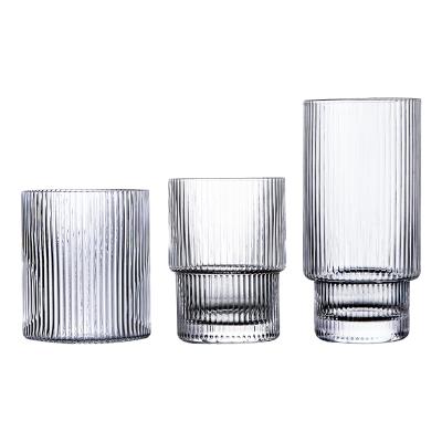 China Thick Bottom Cup Lead-free Crystal Juice Cup Whiskey Drinks European Minimalist Vertical Ribbed Simple Style Cup for sale