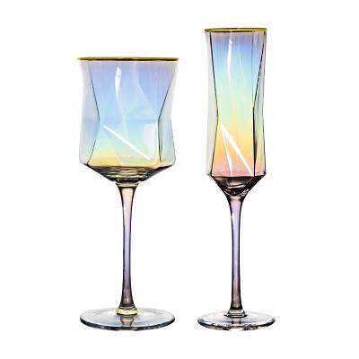 China New red wine shape style Cassiopeia lead-free champagne glass glass new design geometric elegant European classic/postmodern glass for sale