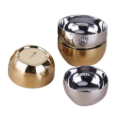 China Wholesale Sustainable Gold Color Double Wall Stainless Steel Copper Bowl Cooking Bowl for sale