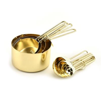 China Viable Wholesale Measuring Cups Stainless Steel Metal Scoop Hanging Brass Copper Rose Gold Round Narrow for sale