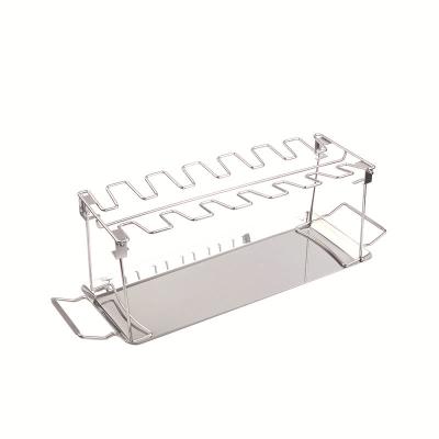 China Easily Cleaned BBQ Chicken Leg Rack for 12 Keulen or Folding Chicken Wings Stainless Steel (1 x including collecting tray) for sale