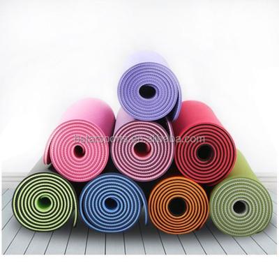 China Wholesale Custom Yoga Exercise And So On Eco - Friendly Durable Easy To Clean 6mm Double Layer Strip Yoga Mat for sale