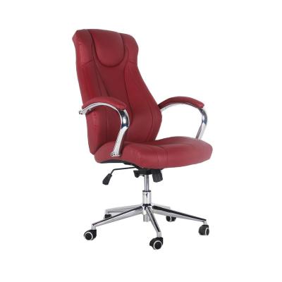 China Wholesale PU Adjustable Red Luxury Computer Furniture Office Swivel Chair (Height) Modern Executive Office Chair for sale