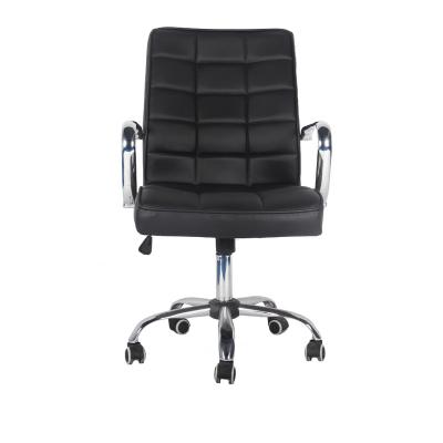 China Chrome Armrest Heavy Duty (Height) Adjustable Black Swivel PU Meeting Executive Office Chair for sale