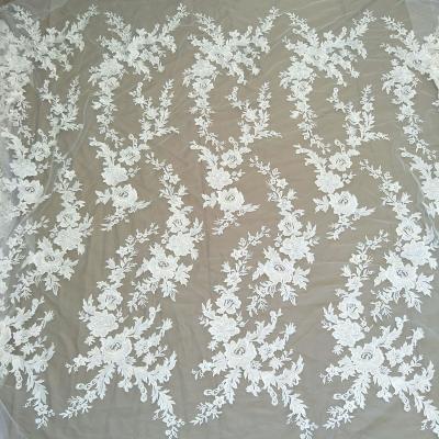 China Other 2023 Spring Ivory White Irregular Gown Wedding Dress Lace Up Fabric With Sequin Width 130cm for sale