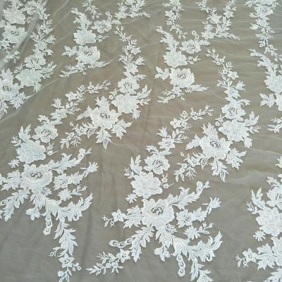 China Other Fashionable Lace Fabric Tulle Wedding Dress Lace Fabric Worldwide Shipping Elegant Sale By The Yard for sale