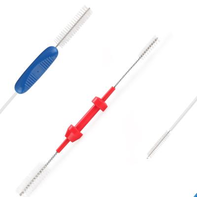 China Safe Online Store Disposable Red Short Handle Hot Selling Nylon Main Cleaning Brush For Endoscope Handle Cleaning for sale