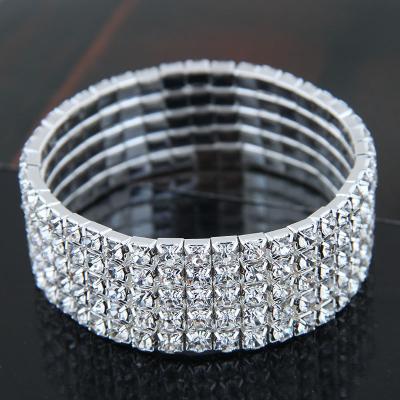 China TRENDY Simple and Soft Bridal Statement Rhinestone Zircon Jewelry Elastic Bracelet for sale