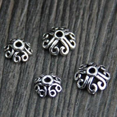 China 925 925 Sterling Silver Flower Loose Spacer Bead Caps Beads Spacers DIY Jewelry Findings Accessories for sale