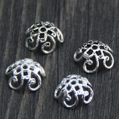 China 925 925 Silver Handmade Silver Beads Cover Jewelry Findings Flower Pearl Covers Pure Silver Jewelry Accessories Bead Cap for sale