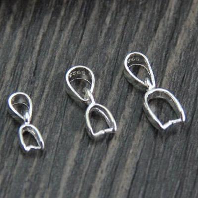 China 925 100% Real 925 Sterling Silver Fashion Pinch Bail Clasps&Pendant Clasps for diy jade pendant jewelry for sale