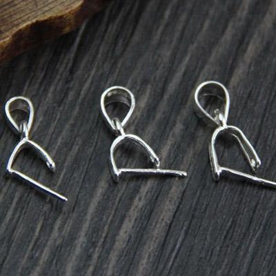 China 925 100% Real 925 Sterling Silver Fashion Pinch Bail Clasps&Pendant Clasps for DIY Jewelry for sale