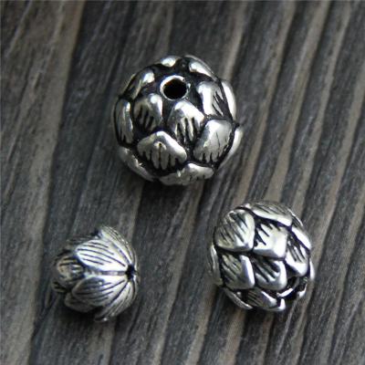 China 925 Sterling Silver Beads Hollow Engrave Vintage 925 Silver Flower Bead DIY Bracelet Necklace Bangle Spacer Beads for sale