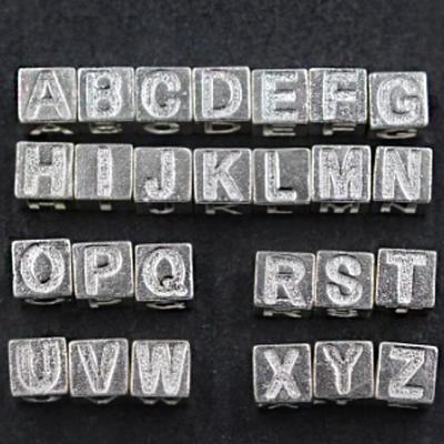 China Wholesale 925 925 Silver Sterling Silver Letter Cube Charm Alphabet Beads DIY Jewelry Making Bracelets for sale