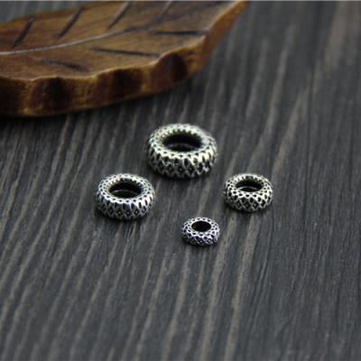 China 925 925 Sterling Silver Round Circle Beads DIY Bracelet Necklace Bangle Wheel Spacer Bead For Jewelry Making for sale