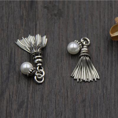 China 925 Vintage 925 Sterling Silver Charms DIY Bracelet Necklace Bracelet Tassel Silver Bead Charms Dangle Charms For Jewelry Making for sale