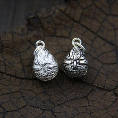 China 925 925 Silver Bell Lotus Flower Charms Handmade Jewelry Drop Water Drop Bracelet Necklace Bracelet Sterling Silver Charms DIY for sale