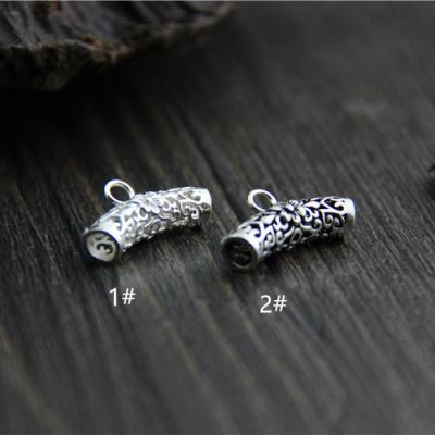 China 925 100% Silver 925 Sterling Silver Tube Beads Charms Bracelet Thai Silver Bead DIY Jewelry Accessories for sale