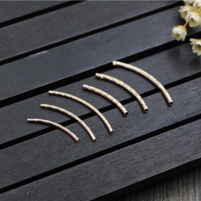 China 925 Real 925 Sterling Silver Rose Gold Elbow Cut Carving Tube Bending Spacer Bead DIY Jewelry Accessories for sale