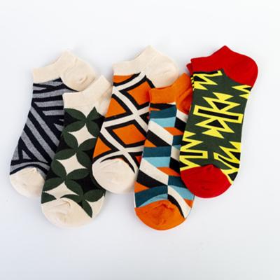 China Antibacterial Men's Ship Sock Novelty Casual Colorful Summer Cotton Shorts Plaid Dress Happy Combed Socks for sale