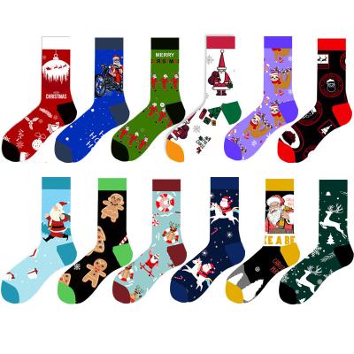 China Funny Custom Made Xmas Santa Elk Snowflake Sloth Mens and Womens Christmas Gift Antibacterial Socks Stocking Socks for sale