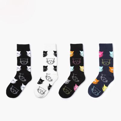 China BONYPONY Cartoon Cat Patterned Socks Wholesale Combed Antibacterial Cotton Cute Colorful Animal Girls Long Best Gift Women's Socks for sale