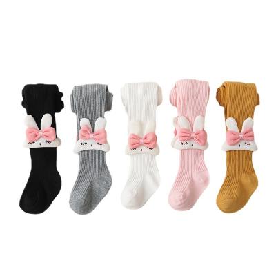 China Antibacterial Children Combed Baby Ribbed Infant Toddler Rabbit Cotton Tights Pantyhose Cartoon Cute Leg Warmers for sale