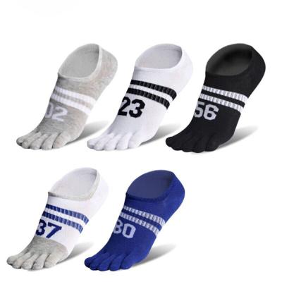 China BONYPONY Antibacterial Men Number Pattern Five Toe Socks Plain Five Fingers Fashion Invisible Liner Toe Socks for sale